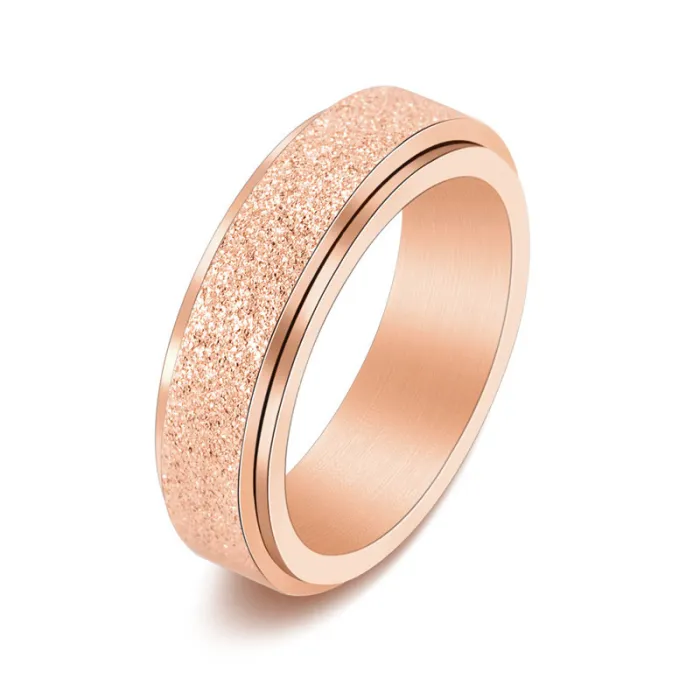 Unisex Matte Stainless Steel Spinner Ring Fashion Couple Jewelry Minimalist Design