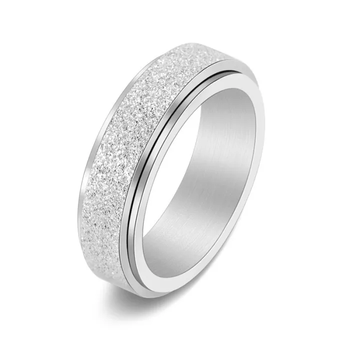 Unisex Matte Stainless Steel Spinner Ring Fashion Couple Jewelry Minimalist Design