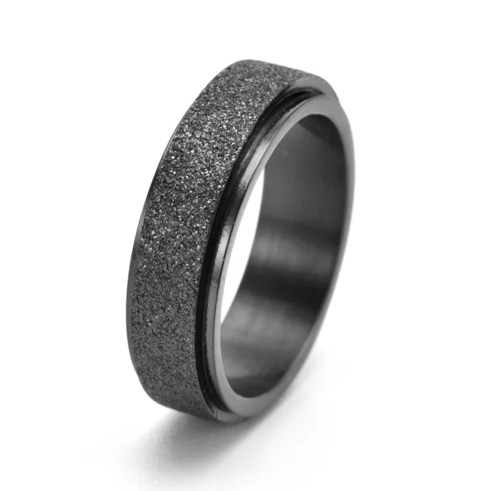Unisex Matte Stainless Steel Spinner Ring Fashion Couple Jewelry Minimalist Design