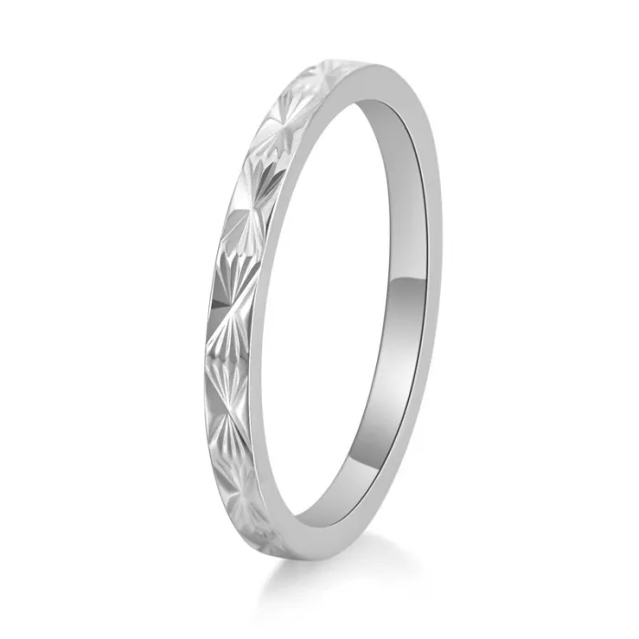 Korean Style Engraved Flower Pattern Titanium Steel 18K Gold Plated Ring for Women