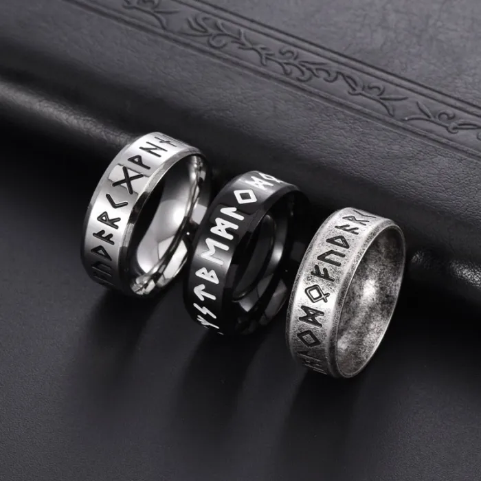 Nordic Viking Number Ring for Men Stainless Steel Jewelry Manufacturer Wholesale