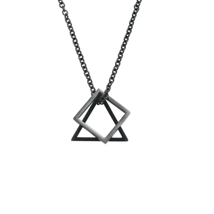 Trendy Geometric Irregular Necklace for Men Triangle and Square Pendant Stainless Steel Jewelry