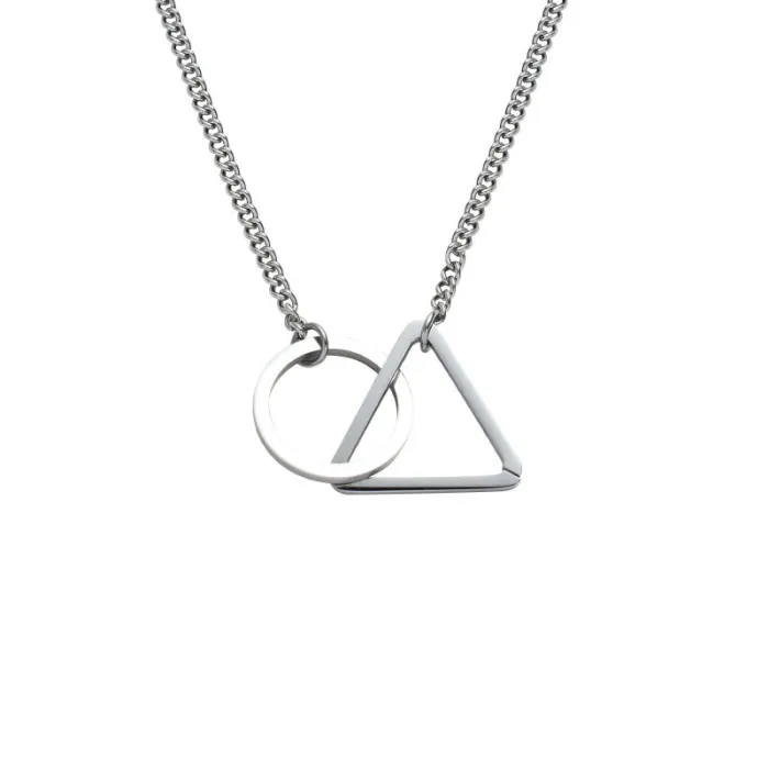 Trendy Geometric Irregular Necklace for Men Triangle and Square Pendant Stainless Steel Jewelry