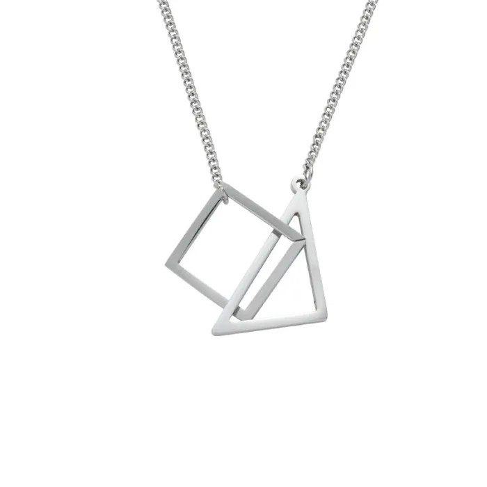 Trendy Geometric Irregular Necklace for Men Triangle and Square Pendant Stainless Steel Jewelry