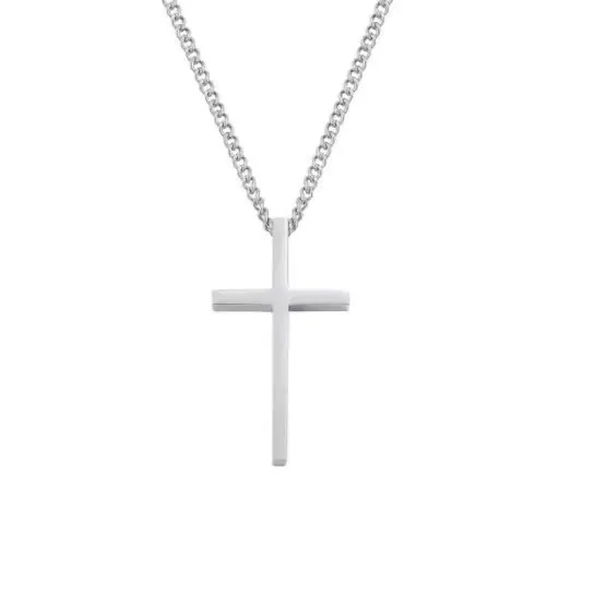 Korean Style Polished Cross Necklace Stainless Steel Pendant for Men and Women Custom Engraved Jewelry