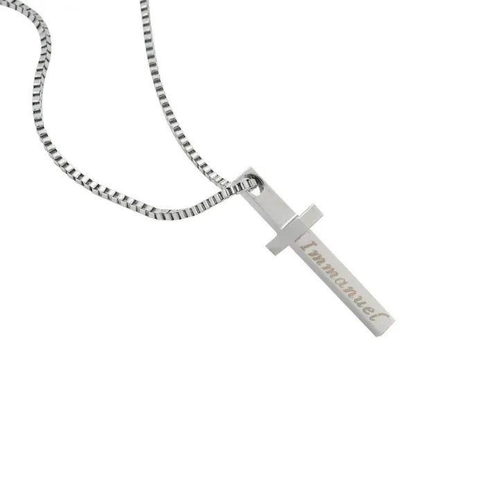 Korean Style Polished Cross Necklace Stainless Steel Pendant for Men and Women Custom Engraved Jewelry