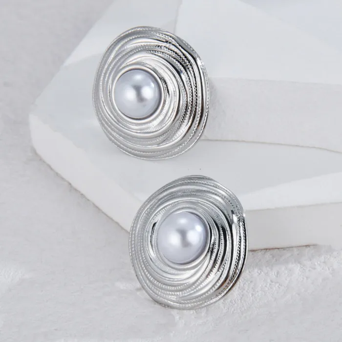 New Stainless Steel Pearl Stud Earrings for Women Minimalist High-End Design Jewelry Wholesale