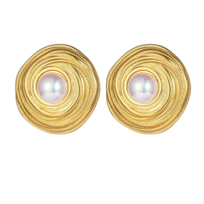 New Stainless Steel Pearl Stud Earrings for Women Minimalist High-End Design Jewelry Wholesale