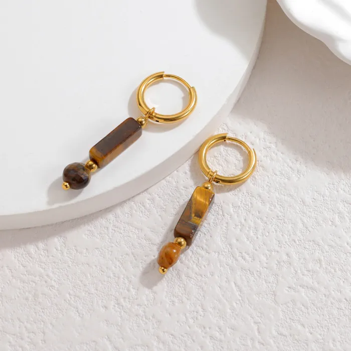 Handmade Geometric Beaded Earrings for Women Vintage Retro Style High-End Jewelry