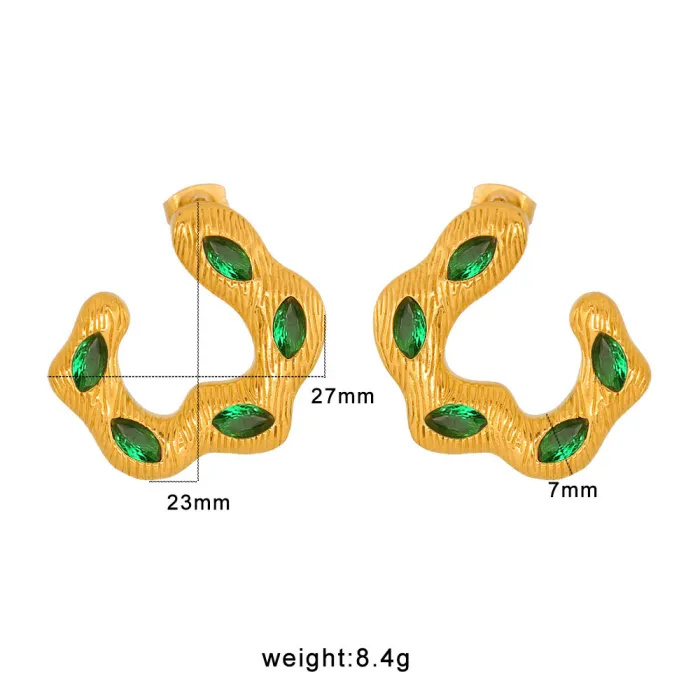 Trendy 18K Gold Plated U-Shaped Earrings for Women Stainless Steel Elegant Fashion Jewelry