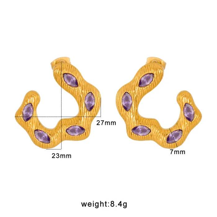 Trendy 18K Gold Plated U-Shaped Earrings for Women Stainless Steel Elegant Fashion Jewelry