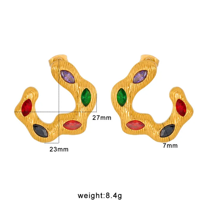 Trendy 18K Gold Plated U-Shaped Earrings for Women Stainless Steel Elegant Fashion Jewelry