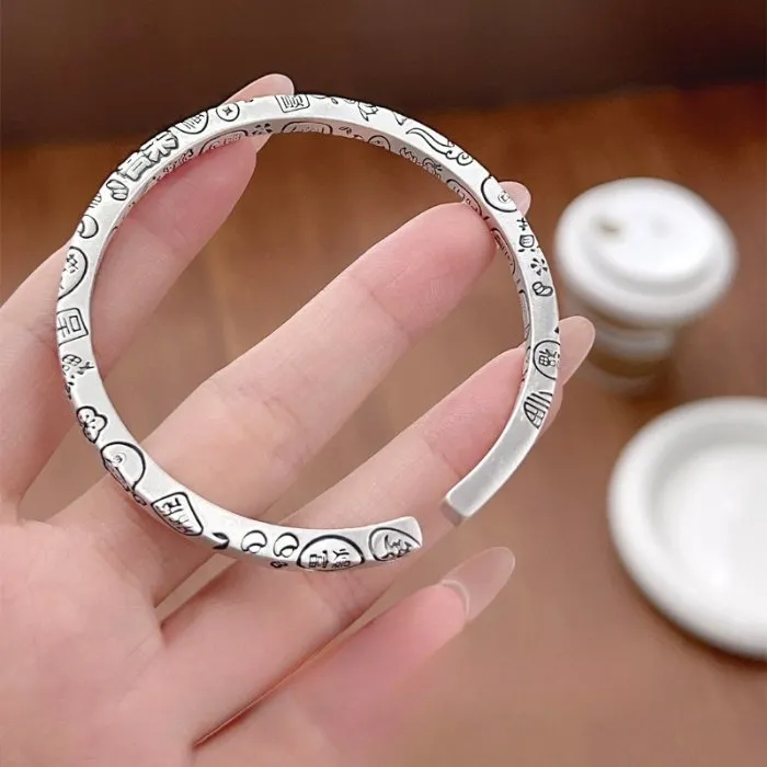 Men’s Vintage Black Mobius Bangle Alloy Open Bracelet Handmade Antique Style Jewelry