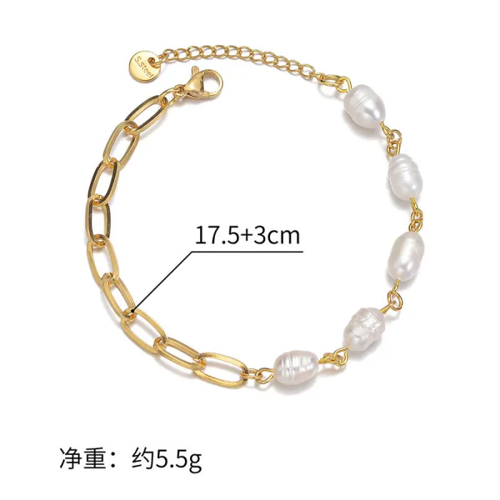 New 14K Gold Plated Pearl Bracelet for Women Elegant Minimalist Design Jewelry Wholesale