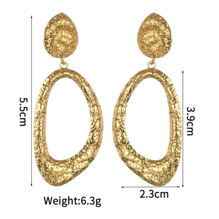 Vintage Exaggerated Geometric Drop Earrings for Women Stainless Steel Statement Dangle Jewelry
