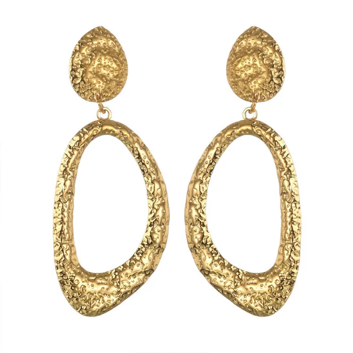 Vintage Exaggerated Geometric Drop Earrings for Women Stainless Steel Statement Dangle Jewelry