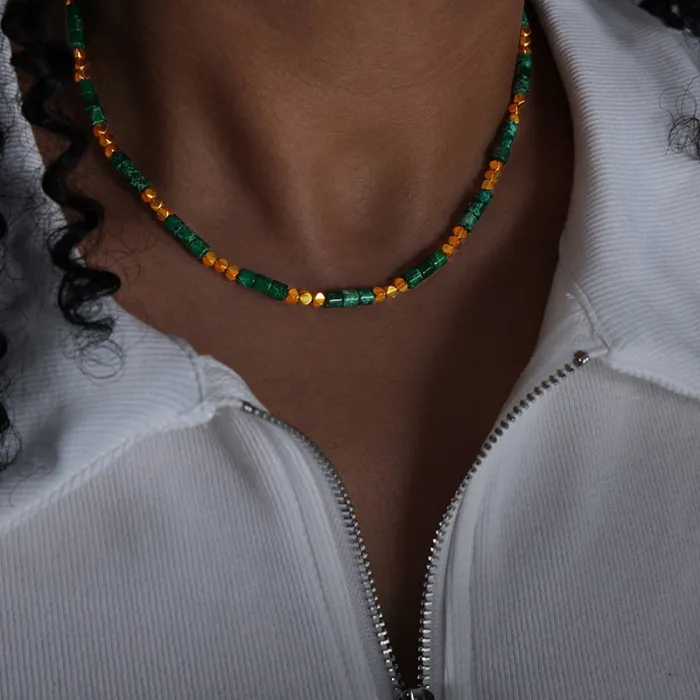 Colorful Beaded Choker Necklace for Women Summer Boho Emperor Stone Beach Jewelry