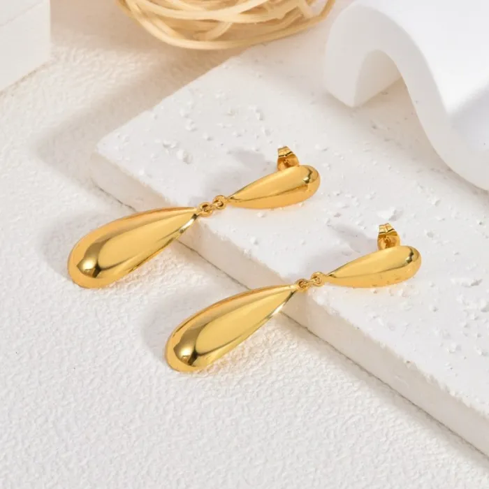 Boho Vintage U-Shaped Earrings for Women 18K Gold Stainless Steel Drop Earrings