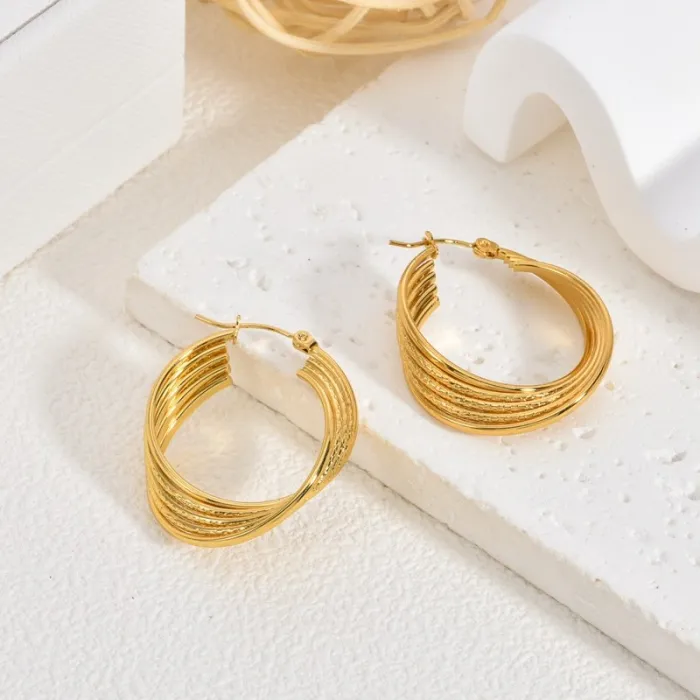 Minimalist Stainless Steel Line Earrings for Women Luxury Small Hoop Design
