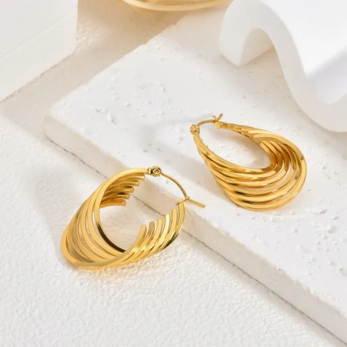 Minimalist Stainless Steel Line Earrings for Women Luxury Small Hoop Design