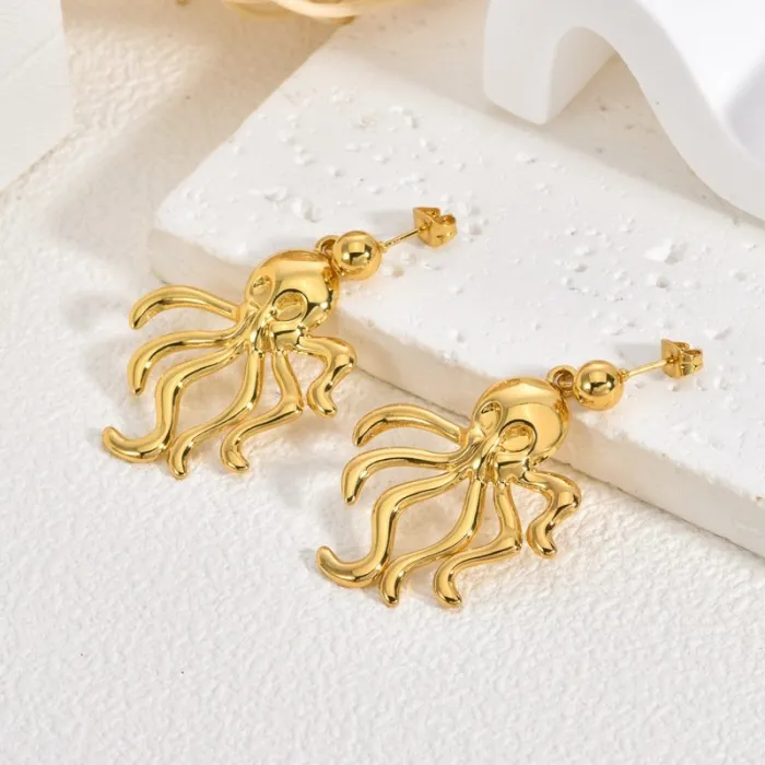 Starfish Stainless Steel Earrings for Women Vintage Jellyfish Design Statement Luxury Jewelry