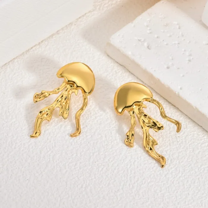 Starfish Stainless Steel Earrings for Women Vintage Jellyfish Design Statement Luxury Jewelry