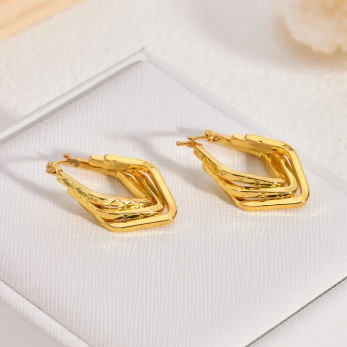 Luxury Gold Stainless Steel Earrings for Women Elegant Statement Minimalist Design Jewelry