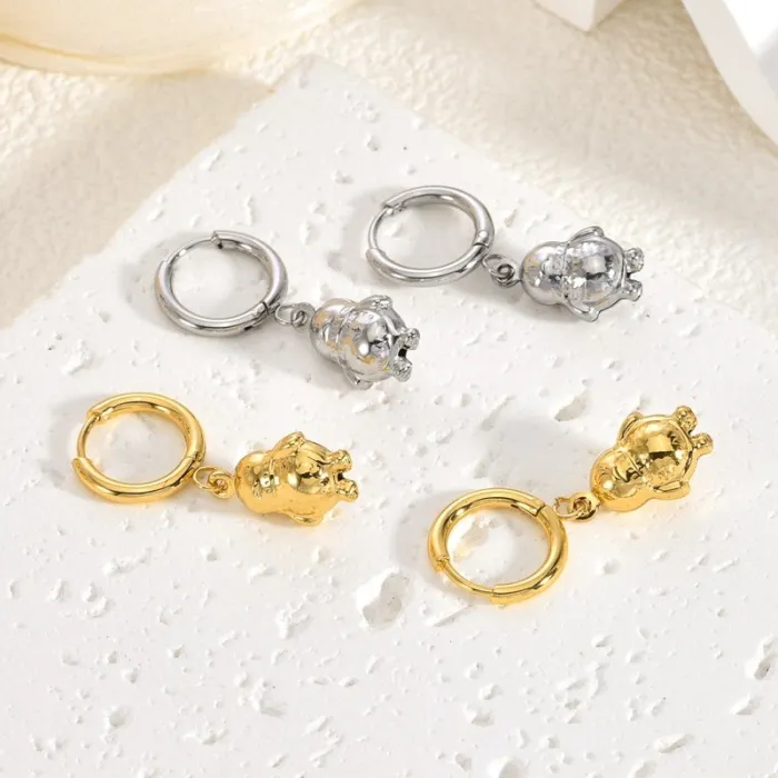 Elegant Vintage Gold Stainless Steel Earrings for Women High-End Statement Small Design Jewelry