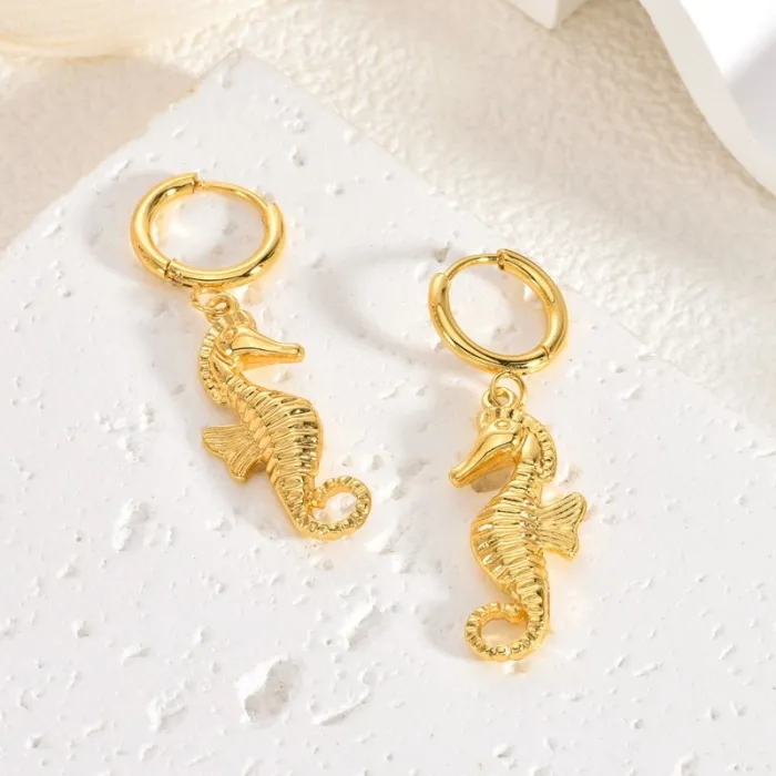 Luxury Vintage Gold Stainless Steel Earrings for Women Stylish Small Design Statement Jewelry