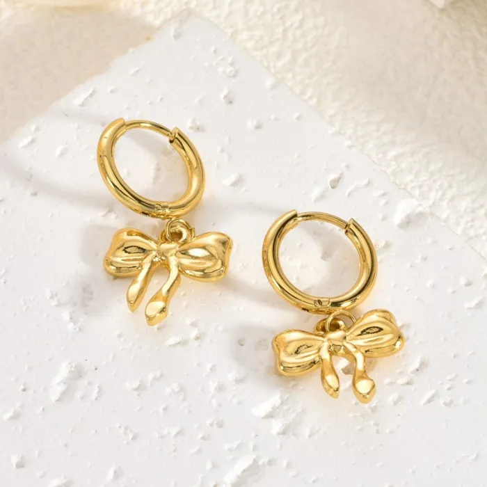 Luxury Vintage Gold Stainless Steel Earrings for Women Stylish Small Design Statement Jewelry