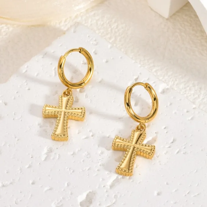 Luxury Vintage Gold Stainless Steel Earrings for Women Stylish Small Design Statement Jewelry