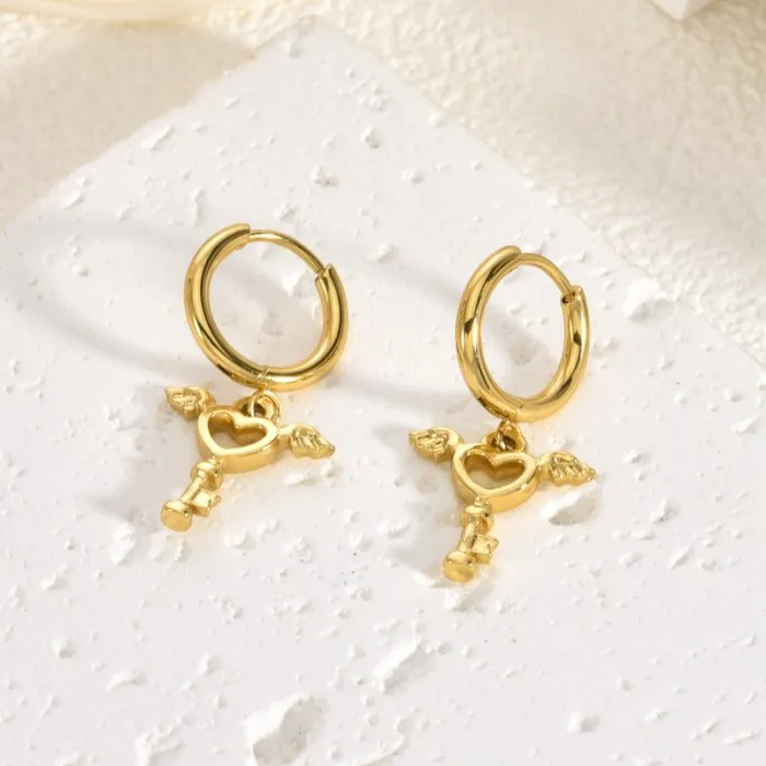 Luxury Vintage Gold Stainless Steel Earrings for Women Stylish Small Design Statement Jewelry