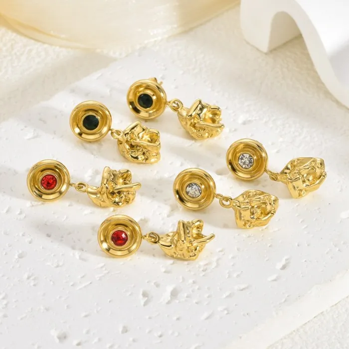 Luxury Vintage Gold Stainless Steel Earrings for Women Stylish Small Design Statement Jewelry