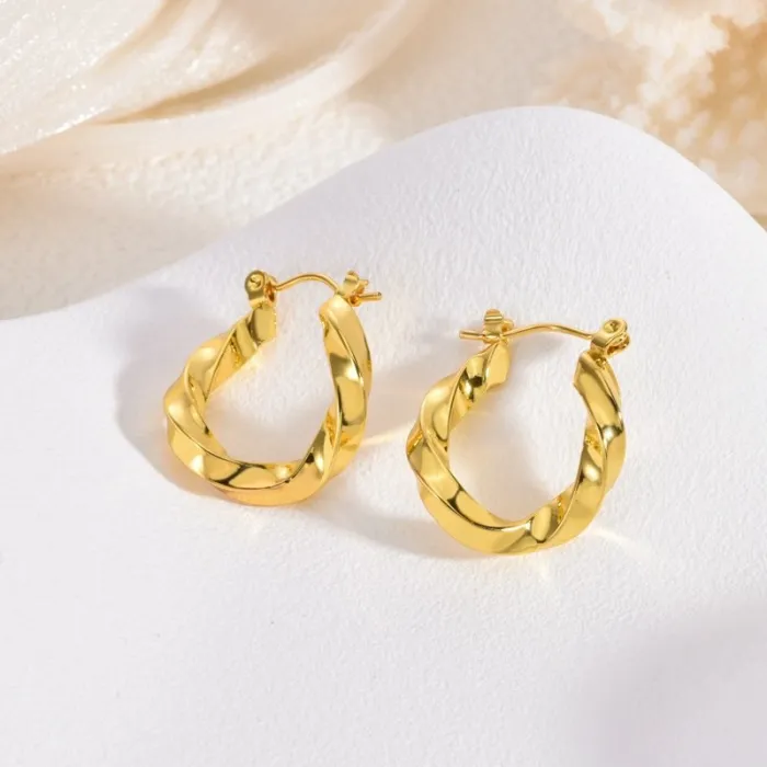Gold Stainless Steel Statement Earrings for Women Elegant Bold Design Small Luxury Jewelry