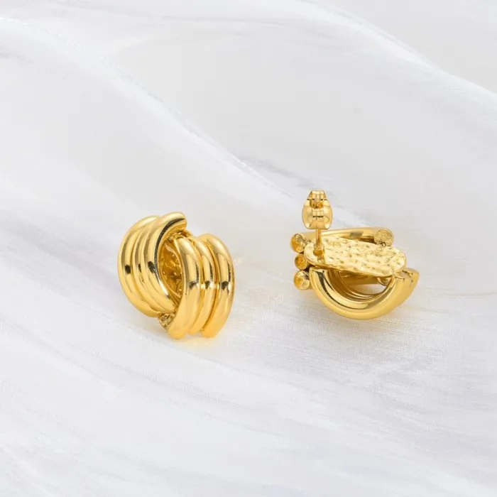 Stainless Steel Gold Earrings for Women Elegant Minimalist Design Chic Small Studs