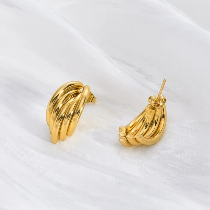 Stainless Steel Gold Earrings for Women Elegant Minimalist Design Chic Small Studs