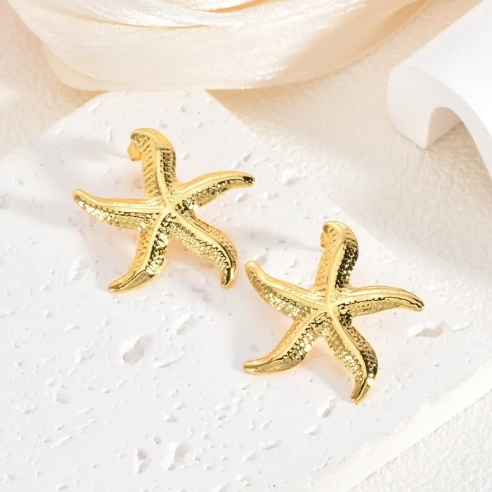 Stainless Steel Starfish Earrings for Women Elegant Lightweight Design Non-Fading Statement Jewelry