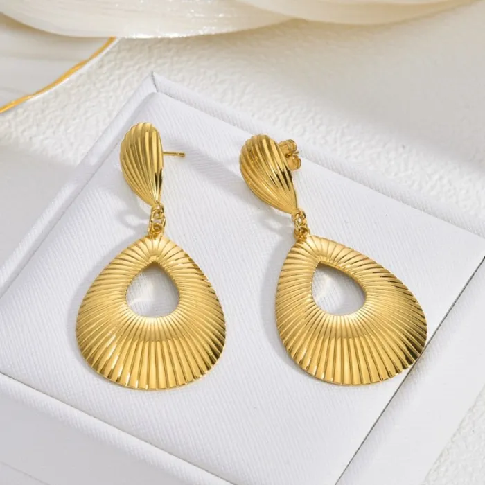 Vintage Long Stainless Steel Earrings for Women Elegant Luxury Statement Drop Jewelry