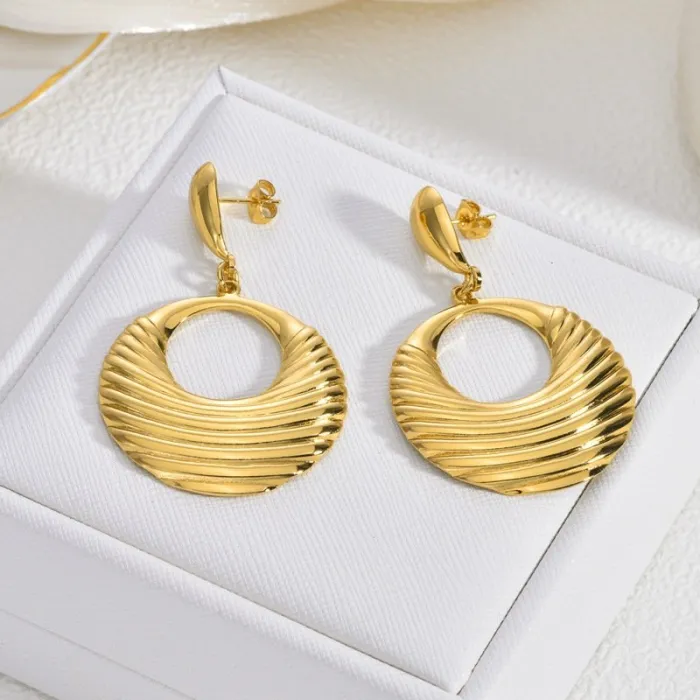 Vintage Long Stainless Steel Earrings for Women Elegant Luxury Statement Drop Jewelry