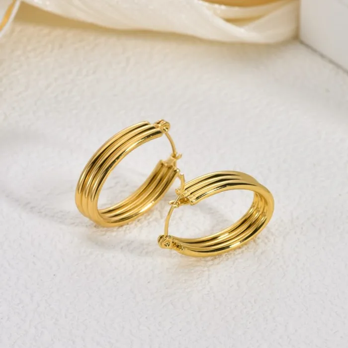 Golden Wheat Stainless Steel Earrings for Women Asymmetric Geometric Chic Statement Jewelry