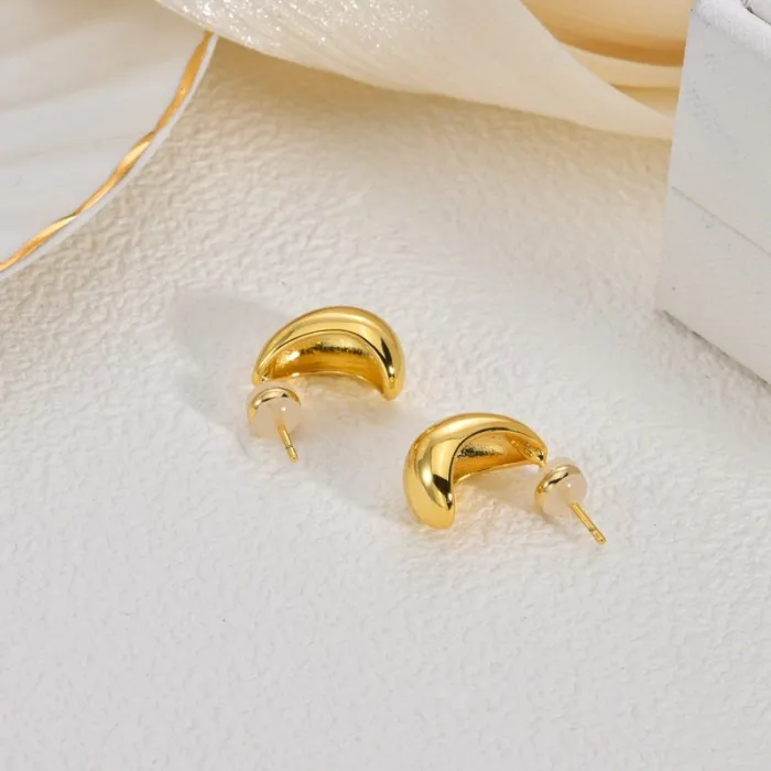 Trendy Copper Earrings for Women Small Luxury Retro Design Elegant Chic Jewelry