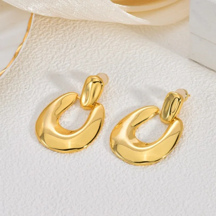 Trendy Copper Earrings for Women Small Luxury Retro Design Elegant Chic Jewelry