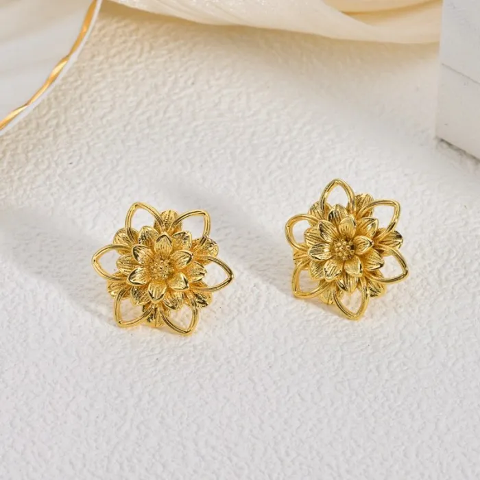 Trendy Copper Earrings for Women Small Luxury Retro Design Elegant Chic Jewelry