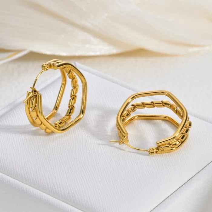 Elegant Irregular Gold Stainless Steel Earrings for Women Vintage Chic Small Luxury Style