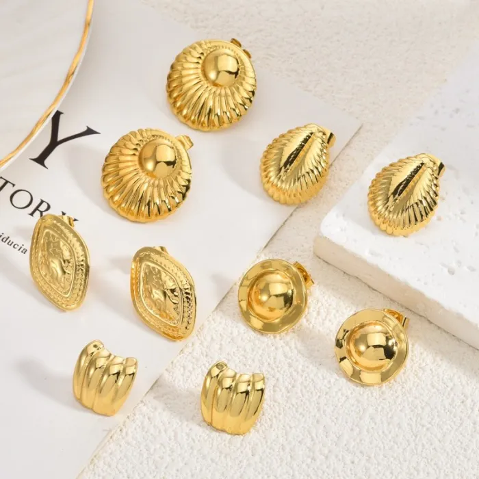 Bohemian Vintage Stainless Steel Earrings for Women Small Luxury Chic Stud Jewelry