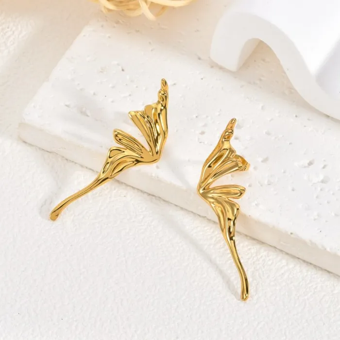 Vintage Butterfly and Octopus 18K Gold Stainless Steel Earrings for Women Geometric Design