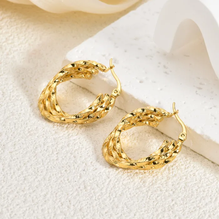 Vintage Luxury 18K Gold Bowknot Stainless Steel Earrings for Women – Elegant Statement Style