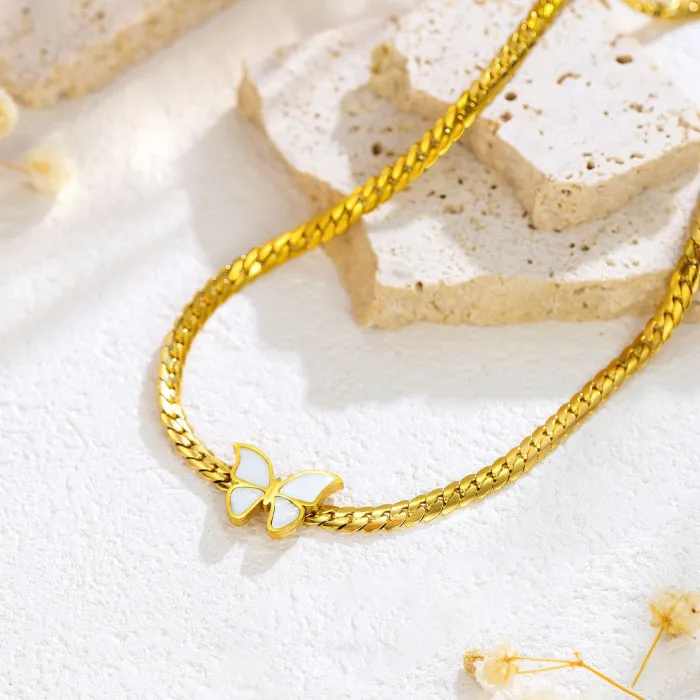 Luxury Vintage Butterfly Jewelry Set for Women – Earrings, Bracelet & Necklace, Tarnish-Free