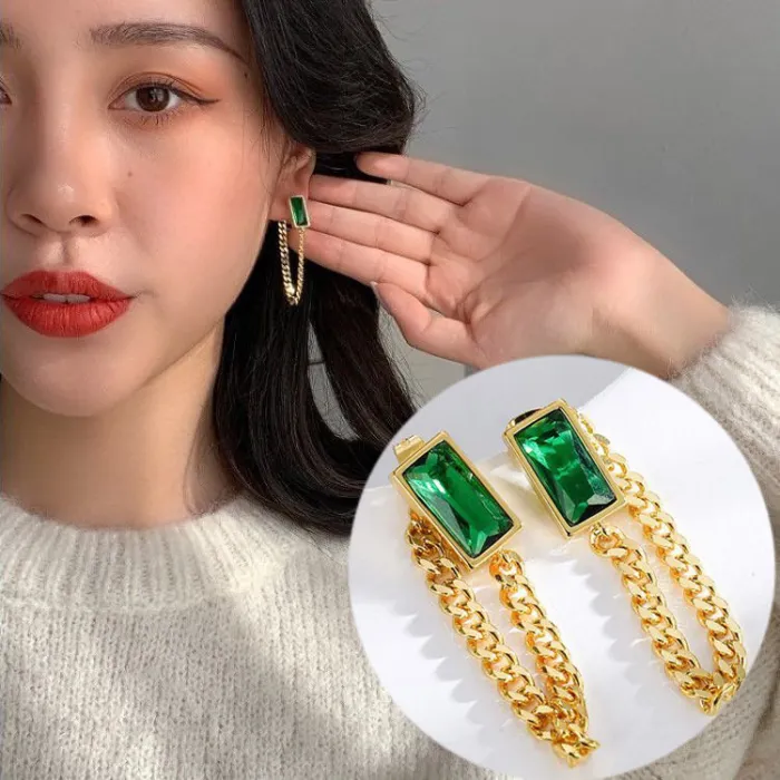 Wholesale Green Crystal Stainless Steel Necklace | Bulk Supplier & Factory Price Elegant Choker for Women