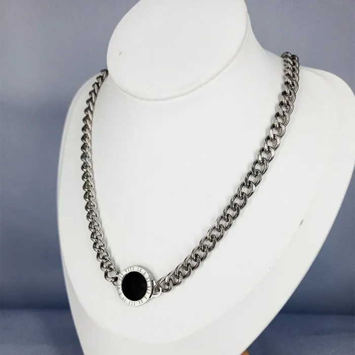 Wholesale Black Pendant Chunky Chain Necklace | Bulk Supplier & Factory Price Stainless Steel Choker for Women